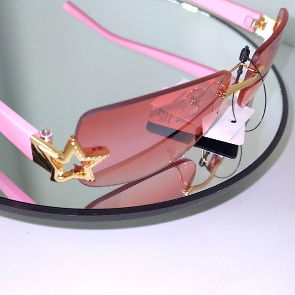 Pink Gold Star Square Sunglasses - Picture 4 of 7
